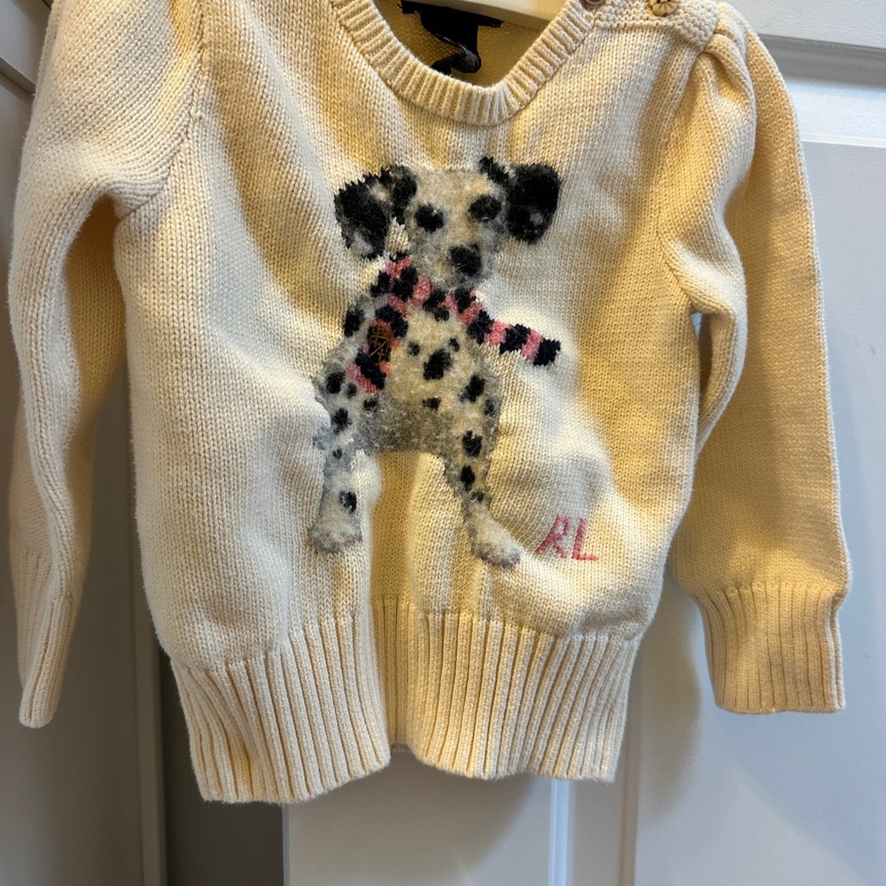 RARE Ralph Lauren Dalmatian Cream Christmas Kids Sz 3T